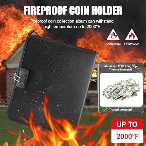 Coin Collection Book with Lock, 400 Pockets Fireproof Coin Collection Book & 36 Paper Money Organizer Binder for Coin Currency Collection Supplies,Pennies,Bill,Tokens,Badges