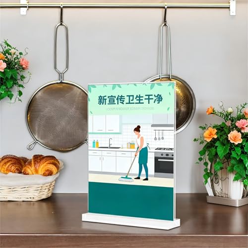 KOOLDE Clear Acrylic Sign Holder 8.5x11 Inches 2 Pack T-Shape Double-Sided Desktop Display Stand for Menus & Flyers