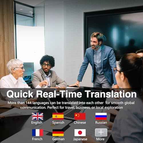 AI Wireless Earbuds, 3-in-1Bluetooth Headphones Ear Buds with Real-Time 144 Language Translator Earbuds, HD Sound, Long Battery Life, Wireless Bluetooth Over-Ear Earbuds for Travel, Business, Music