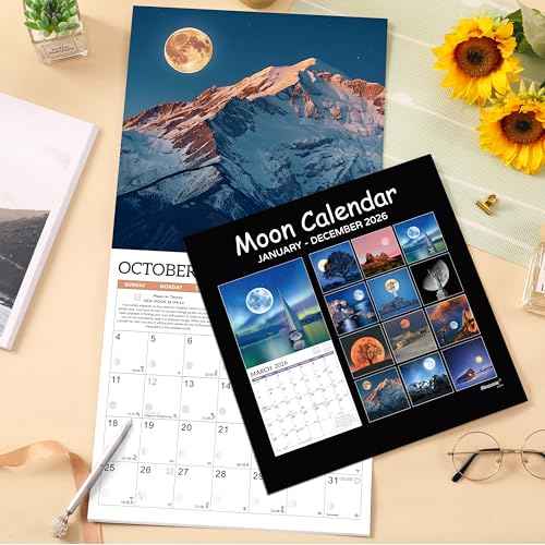 2026 Wall Calendar - Moon Calendar 2026, Jan. 2026 - Dec. 2026, 12" x 24" (Open), 2026 Calendars, 12-Month Wall Calendar with Moon Phases, Perfect for Office & Home