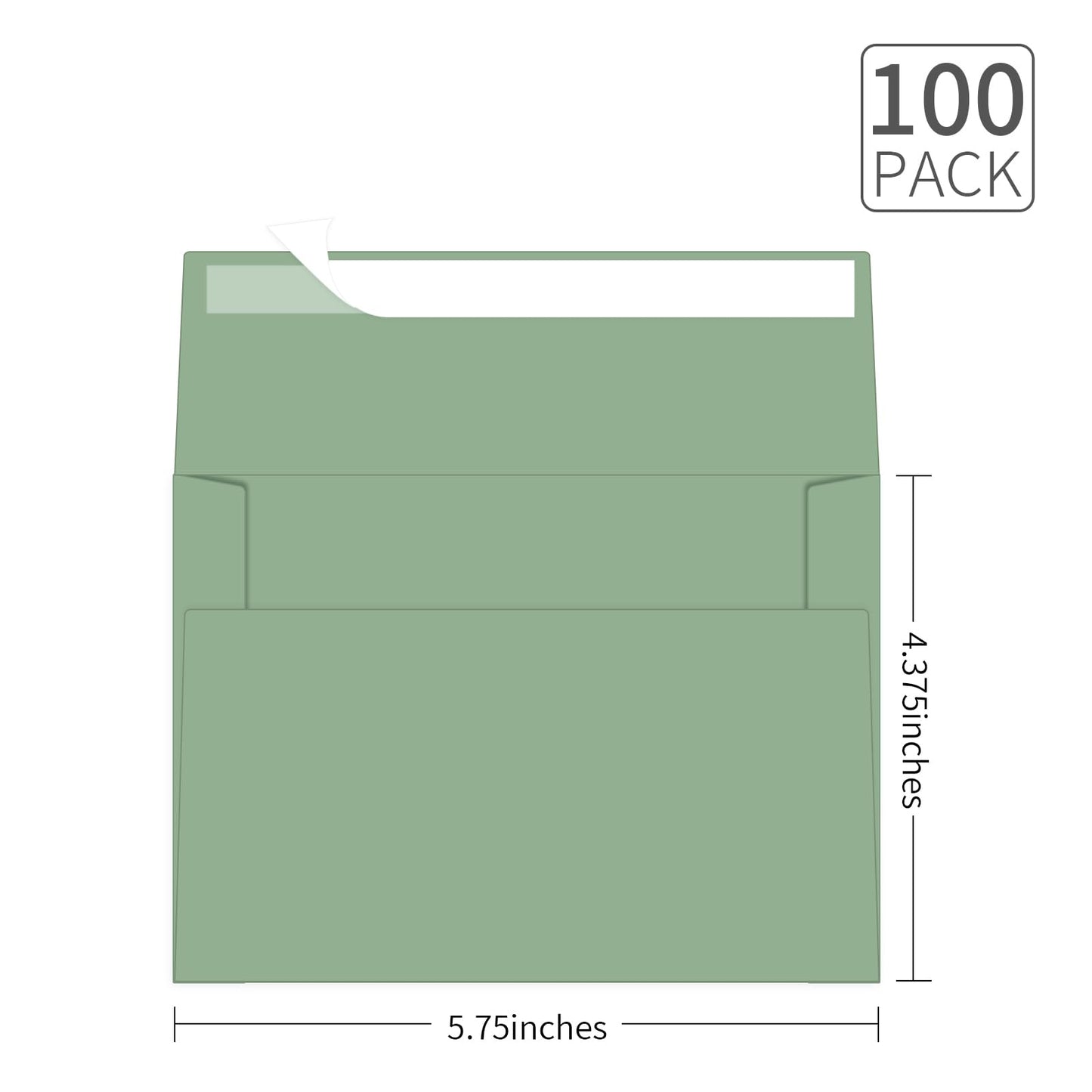 A2 Envelopes 100 Pack,Self Seal 120gsm Paper for 4.25x5.5 Cards 4 3/8" x 5 3/4" Envelopes for Invitations, Postcards, Photos， RSVP, Greeting Cards （Sage Green）