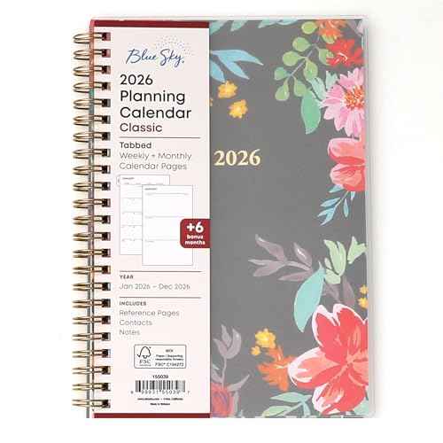 Blue Sky 2026 Weekly and Monthly Planner Calendar, January 2026 - December 2026, 5" x 8", Flexible Frosted Cover, Laminated Tabs, Durable Twin Wire Binding, Sophie