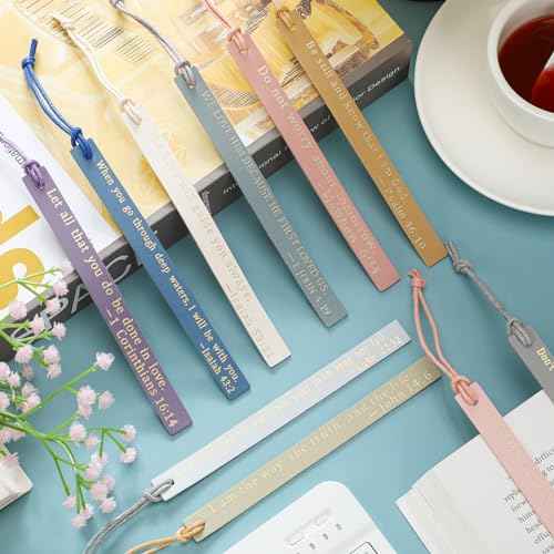 Skyygemm 10 Pcs Christian Bookmarks for Women Leather Bookmarks Handmade Bible Christian Gifts for Women Book Lovers Readers Church Book Club(Pastel)