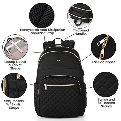 Laptop Backpack Women,Teenagers Girl Middle High School Bag,Bookbags College Students for Gym Camping,Back Packs Work Travel TSA Friendly,Mochila Mujer,Black