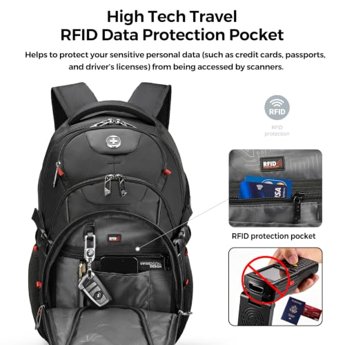 Swissdigital Design Laptop Backpack for Men with USB-C Charging Port - Black / Standard