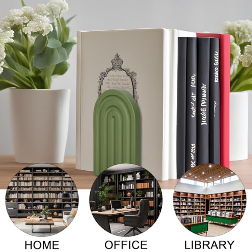 Boho Wooden Rainbow Bookends - Sage Green Arch Decor, Set of 4
