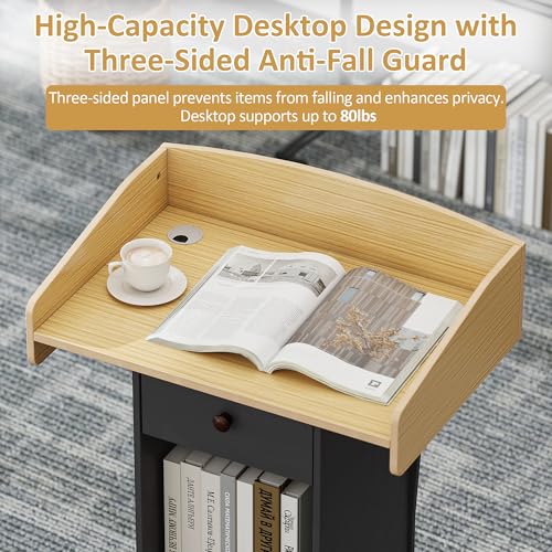 Baoz Yellow Black Portable Podium Stand with Lockable Wheels, Classroom podium