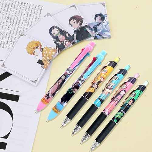Anime Demon Merch Gifts£¬Kawaii Anime Stuff Cartoon Stationery Set School Supplies for Girls£¬Including Spiral Notebook Gel Pen Multicolor Pen Sticky Note...