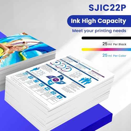 SJIC22P Ink Cartridge (with New Chip) Replacement for SJIC22P C33S020577 C33S020581 C33S020582 C33S020583 Ink for ColorWorks TM-C3500 TM-C3510 TM-C3520 Printer Ink, 4-Pack TM-C3500 Ink Refill