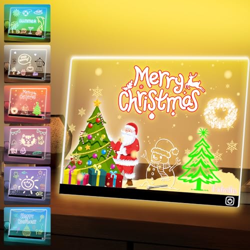 16¡° LED Drawing Message Note Board 7 Colors Light Acrylic Dry Erase Lumiboard with Colors 2 Modes as Night Light for Kids Room/Store/Office Ideal Gift for Festival Decoration 7 Markers