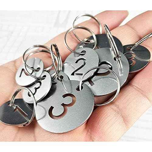 StayMax Hollowed Stainless Steel Number Tags Key Tags with Rings (1-100)