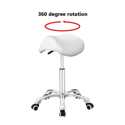Antlu Saddle Stool Rolling Chair for Office Massage Salon Technician Kitchen Spa Drafting,Adjustable Hydraulic with Wheels (Without Backrest, White)