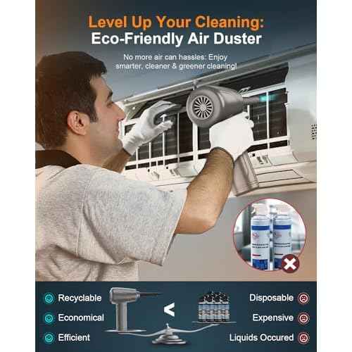 BNKKY 11-in-1 Compressed Air Duster, 3-Gear Adjustable 120000 RPM Electric Air Duster with LED Light, Reusable no Canned Keyboard Cleaner for Office, 9000mAh Cordless Air Duster for Computer/Car