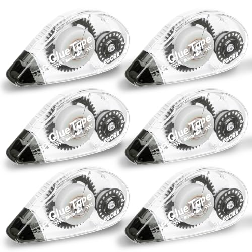 Gecork Double-Sided Tape Roller, 6-Pack Grey Shell Instant Adhesion for Crafts & Scrapbooking