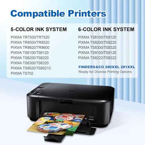 15 Pack PGI-280 CLI-281 XXL Ink Cartridges for Canon 280 281 Ink Work with Canon PIXMA TR7520 TS9120 TS8120 TS8220 TS8320 TS6320 Printer (3SET, 15PK)