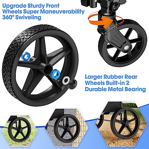 Super Jumbo 450lbs Capacity Folding Shopping Cart on Wheels - RXUJYC (Includes Large Front & Back Baskets) - Easy Assemble