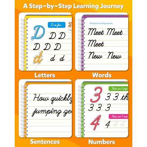 Coogam Magic Practice Copybook for Kids Age 3-12, Dry-Erase Writing Practice Book - Cursive Handwriting Aid With Alphabet Nmubers Words Sentences for Children and Beginners