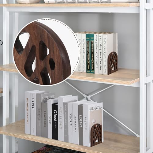 Wood Tree Book Ends Set of 2 Heavy Non-Skid Shelving Support