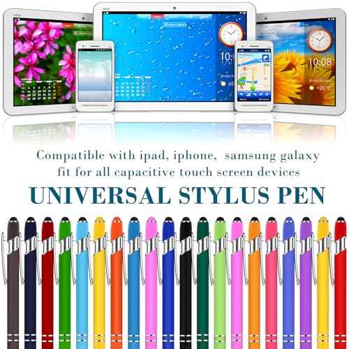 Konohan 100 Pieces Stylus Pen 2 in 1 Ballpoint Pen with Stylus Tip for Touch-Screen Phone Tablet, Touchscreen Devices, Compatible with iPad iPhone