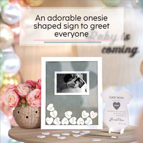 Great Lakes Memories GLM Premium Baby Shower Guest Book with Welcome Sign & 50 Hearts - Perfect Keepsake Memory Book for Boy & Girl Baby Shower Decorations, Alternative to Traditional Guest Books!