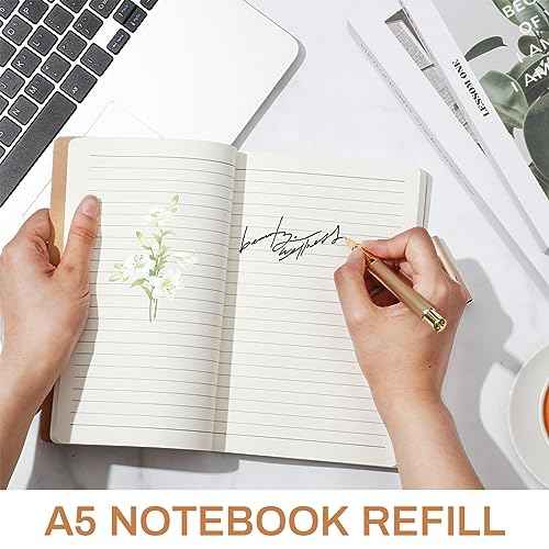 Zhanmai 10 Pack A5 Journal Refill 5.5 x 8.2'' Refillable Notebook Inserts A5 Paper Refill Kraft Travelers Journal Notebooks for Office School Writing Supplies, 100 Sheets/200 Pages(Ruled Lined)