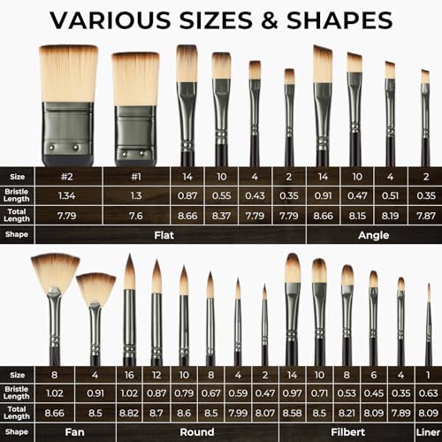 Nicpro 26pcs Paint Brush Set, Professional Paintbrushes with Palette Knife, Craft Paint Brushes for Acrylic Painting, Oil, Watercolor, Gouache & Canvas, Drawing & Art Supplies for Adults, Kids Artists