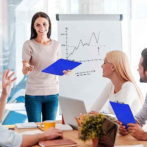 24 Pack Blue Plastic Clipboard with Flat Low Profile Clip Standard A4 Letter Size Acrylic Clipboard Bulk Classroom Back to School Supplies for Offices, School, Nurses, Students, 12.5 x 9 Inch