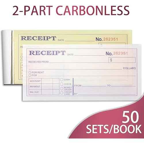XKDOUS 2 Pack Money and Rent Receipt Book, 2-Part Carbonless, 2-3/4" x 6-1/2" Receipt Book for Small Business, 50 Sets per Book