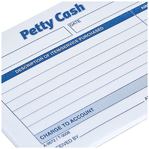 Adams Petty Cash Receipt Pad, 1-Part Carbonless, 5 x 3.5 in, Pack of 12