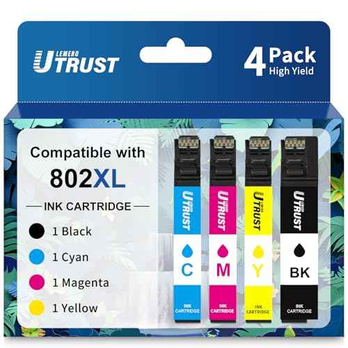 LEMERO UTRUST 802XL Ink Cartridges Combo Pack Remanufactured for Printers 802 802XL T802 T802XL Works with Workforce Pro WF-4740 WF-4730 WF-4720 WF-4734 EC-4020 EC-4030 (4 Pack)