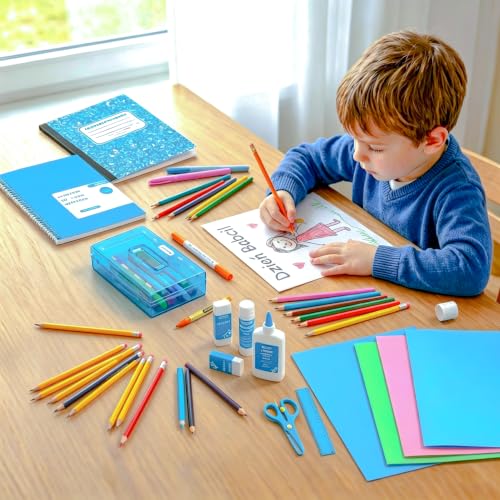 Owliwise Grade 1-5 School Supplies Kit, 87 Pieces Back to School Set for Kids