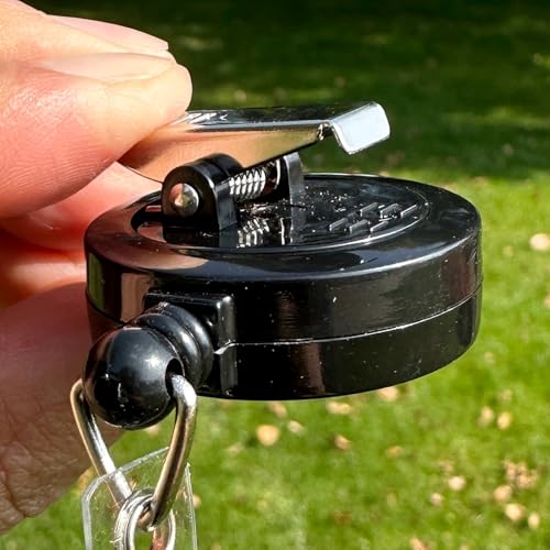 QREEL Black Retractable Badge Reel 2 Pack with 30-Inch Cord & Swivel Clip