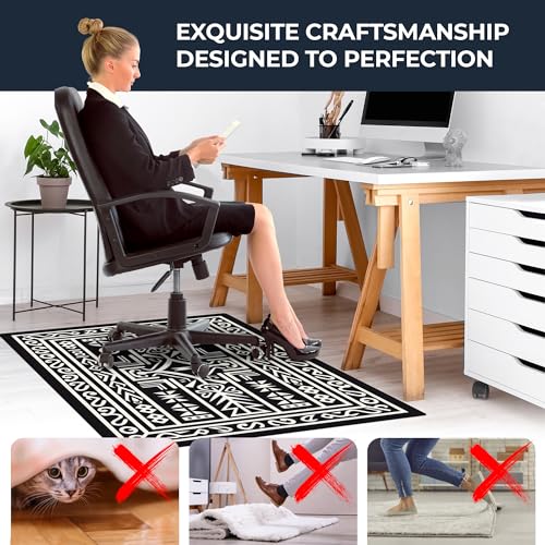 DECOLURE Office Chair Mat for Hardwood Floor, 36"x48", Computer Desk Chair Mat, Desk Rug for Home, Noise Reducing Rolling Mat, Smooth Anti-Slip Floor Protector (Aztec Tribal)