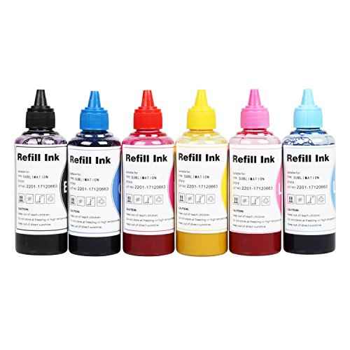 6 Colors Sublimation Ink Refilled Bottles for Epson Artisan 1430 1400 835 L805 L800 837 710 810 700 725 730 Printers,Sublimation Ink 6 Colors Refill Ink kit for Refillable Cartridges CISS