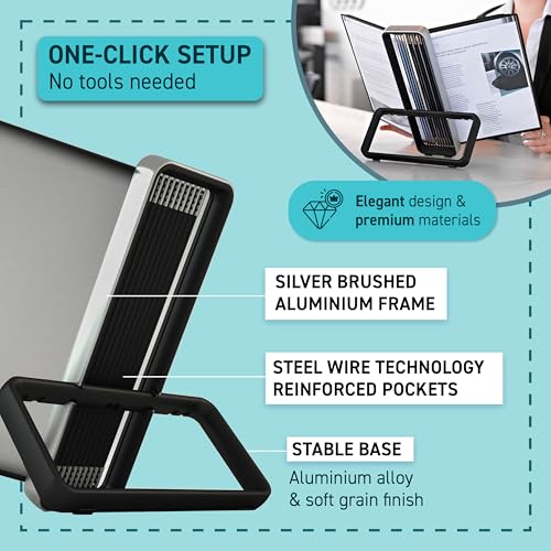 Djois Foldable Tarifold VEO Desktop Reference System - 10 Pockets, Black, Tabletop