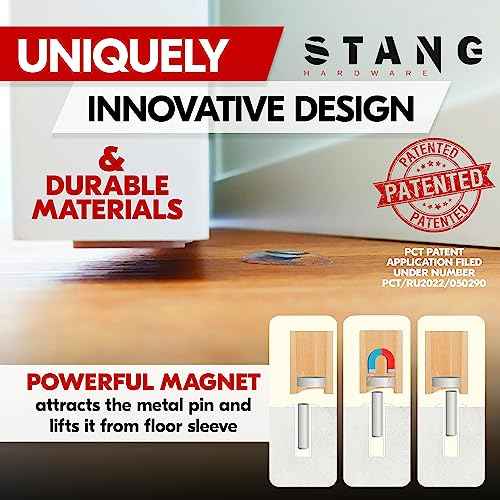 Stang ? Magnetic Door Stopper Invisible Concealed Flush Mounted Magnetic Door Stop for Bottom of The Door with Hold-Open Function and Holder Option