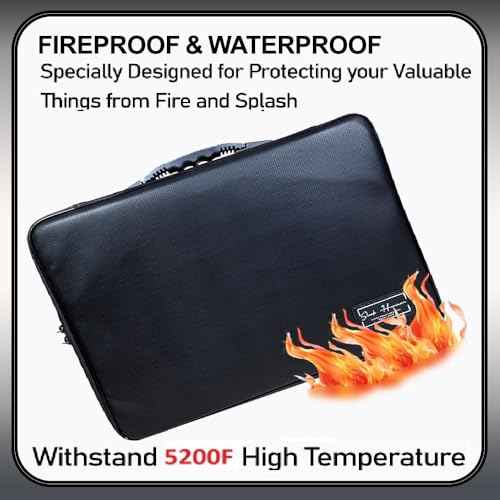 Fireproof Document Organizer Bag with Lock, 13 Labeled Pockets & Passport Pouch ? Waterproof File Folder for Home, Office & Travel