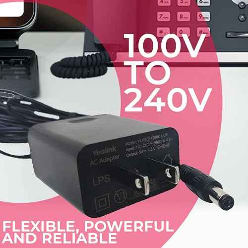 Yealink Power Adapter 5 Volt 1.2 Amp, Yealink Compatible Phones - T53, T53W, T26P, T27, T28P, T34W, T41P, T42G, T43U, T20P, T22P, MP50, Global Teck Microfiber