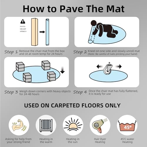 Office Chair Mat for Carpet: 36"x36" Computer Desk Floor Mat - PVC Plastic Rug Carpet Protector Mats for Gaming Chair Under Desk Pad for Rolling Chair