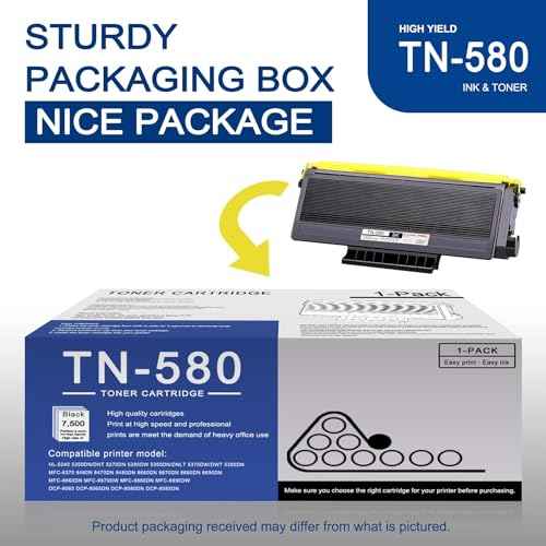 1 Pack TN580 TN-580 Black Toner Cartridge Compatible TN580 Replacement for Brother HL-5240 5250DN/DNT 5270DN 5280DW MFC-8370 8460N 8470DN 8480DN 8660DN 8670DN 8690DN 8860DN DCP-8060 8065DN Printe