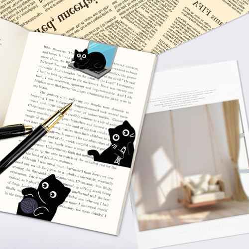 10 Pcs Cat Magnetic Bookmarks Cute Bookmark Black Cats Book Marks Christmas Stocking Stuffers for Reading Women Teens Girls Book Cat Lovers Gifts