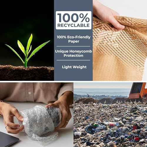 Honeycomb Packing Paper Wrap 15''x400', Substitute Alternative for Bubble Cushioning Wrap for Moving Shipping Packaging, Recyclable Moving Supplies with 36 Fragile Sticker Labels
