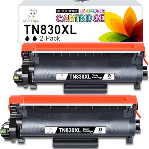 Miss Deer TN830XL Toner Cartridge, Compatible Replacement for Brother TN830 XL/V/R TN 830XL TN 830 for HL-L2460DW DCP-L2640DW HL-L2405W MFC-L2820DW MFC-L2900DW HL-L2480DW Printer High Yield (2 Black)