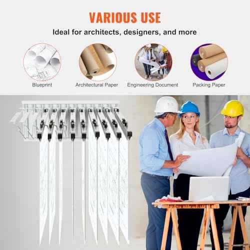 VEVOR Wall Mount Blueprint Storage Rack ? Holds up to 1200 Blueprints, Hanging Blueprint Holder with 12 Pivot Brackets, for 24", 30", 36", or 42" Clamps(Rack Only Without Clamps)- Heavy Duty(240lbs)