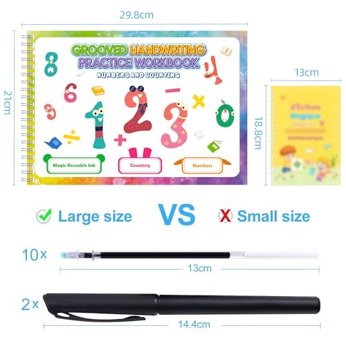 Magic Grooved Writing Practice Books, Grooved Handwriting Practice for Kids 3+, Preschool Learning Activities (6 Books with Pens)
