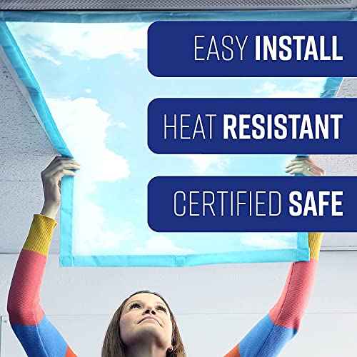 2x4 Feet - 5 Count - Fluorescent Light Covers for Classroom or Office | Magnetic Light Covers for Ceiling Lights Provide Relief from Glare, Headaches, & Sensory Overload(Cloud Blue)