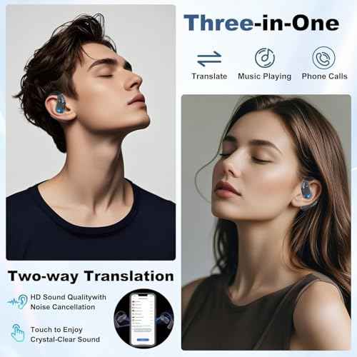 Language Translation Earbuds Real-time, Wireless Earbuds AI Translator Ear Buds with 144 Languages & Accents, No Subscription Fee, OWS Long Battery Life Bluetooth Headphone for Travel Learning