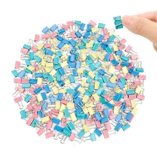 240-Pack Mini Binder Clips in 4 Colors (Blue, Yellow, Red, Green), 15mm/0.6-Inch Small Paper Clips for Home, School, Office and Business