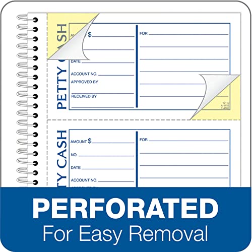 Adams 2-Part Petty Cash Receipt Book, Spiral-Bound, 4 Receipts/Page, 200 Sets