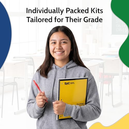 K-12th Grade School Supplies Kit – 50 Items for Homeschool & Classroom – Wide-Ruled Notebooks & Art Supplies – Single Pack